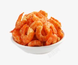 红色虾仁碗中的虾仁片高清图片