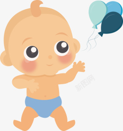 亲亲我的宝贝亲亲宝贝气球卡通新生儿童素矢量图高清图片