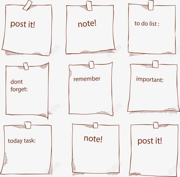 手绘商务手账便利贴png免抠素材_新图网 https://ixintu.com 商务手账 手绘 手账 提醒 留言贴 矢量素材 记事