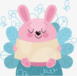 绿色线框粉色可爱兔子标题框高清图片