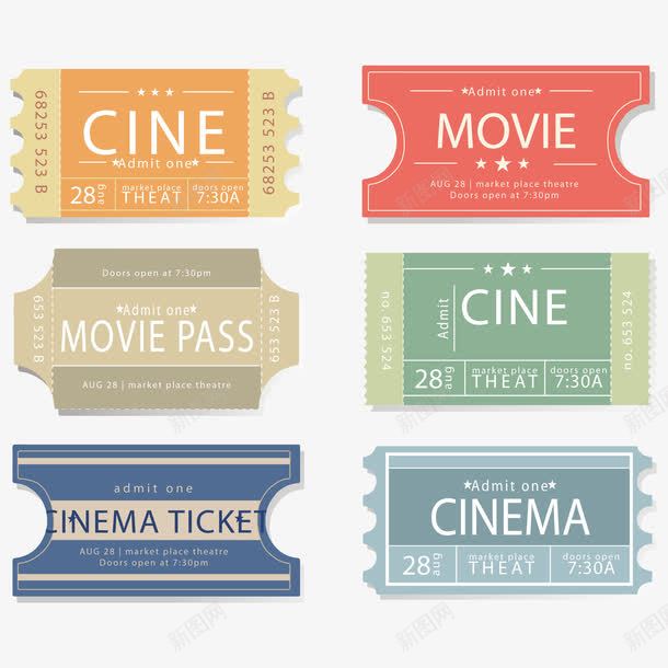 纸质电影票png免抠素材_新图网 https://ixintu.com 入场券 单人票 电影 电影票 电影院 纸质