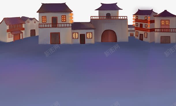 房子png免抠素材_新图网 https://ixintu.com 卡通房子 夜晚的村庄 小村庄 手绘房子 游戏场景