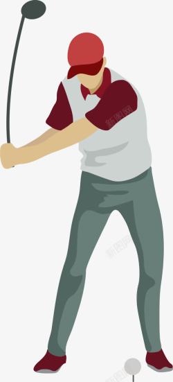 中年运动打高尔夫的中年男人素材