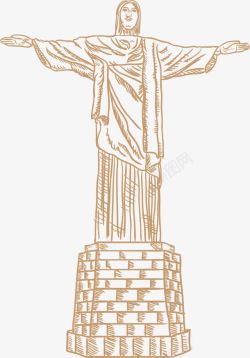 线条雕像线条巴西耶稣基督像高清图片