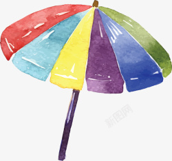 手绘遮阳伞水彩彩虹色遮阳伞高清图片