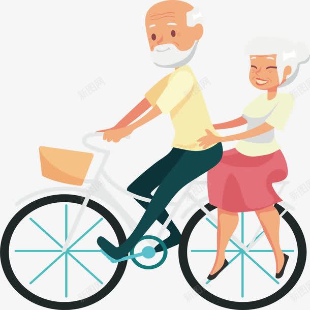 骑自行车的爷爷奶奶png免抠素材_新图网 https://ixintu.com 相伴一生 矢量png 老夫老妻 骑自行车
