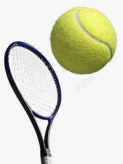 实物运动器材网球拍和网球特写高清图片
