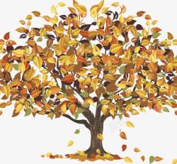 枯萎的大树秋天树叶飘落高清图片
