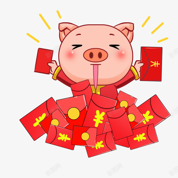 手绘猪年小猪和红包psd免抠素材_新图网 https://ixintu.com 一只小猪 发红包 手绘猪年小猪和红包 新年 猪年 红包