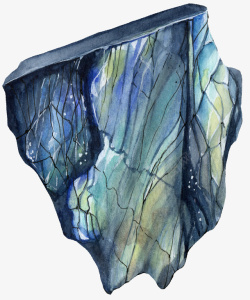 蓝色小岛手绘悬浮的石头图高清图片