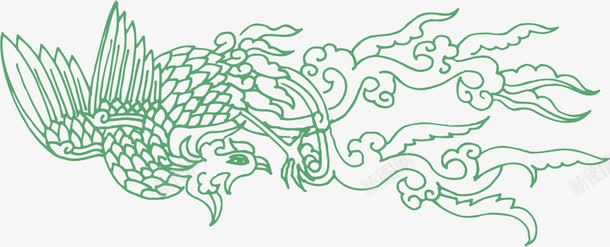 中国古典装饰图案png免抠素材_新图网 https://ixintu.com 云纹 绿色 装饰图案 龙凤