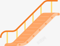 玻璃栏杆木头台阶楼梯橙色楼梯高清图片
