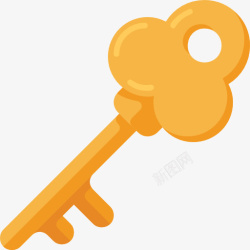 黄色钥匙手绘卡通黄色钥匙高清图片
