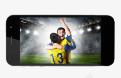 移动电视手机上的足球赛高清图片