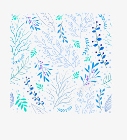 无缝花卉背景装饰蓝色植物矢量图高清图片