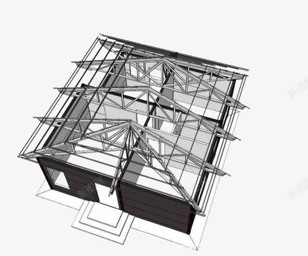 钢结构框架的房屋png免抠素材_新图网 https://ixintu.com 房屋结构 框架 民用钢结构建筑 绿色建筑 钢结构
