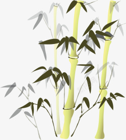 墨绿色竹叶水墨风格金黄色竹子带墨绿色竹叶高清图片