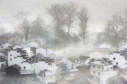 绘画水墨风写实庭院素材