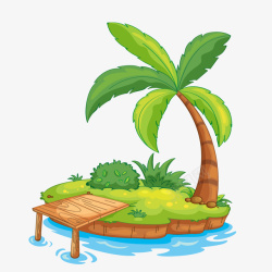 茂盛的椰子树卡通小岛椰树栈桥矢量图高清图片
