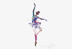 芭蕾舞表演者炫彩水墨芭蕾舞者高清图片