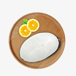 柠檬鳕鱼柠檬鳕鱼块冷冻生鲜摆盘美食高清图片