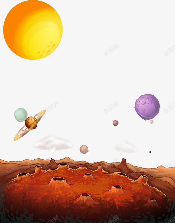 卡通火星表面png免抠素材_新图网 https://ixintu.com 八大行星之一 手绘火星表面 火星上的风景 火星表层