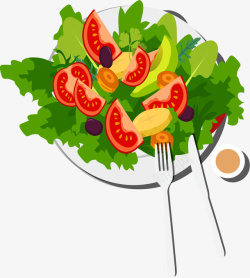 夏季减肥手绘小清新蔬菜沙拉插画图案矢量图高清图片
