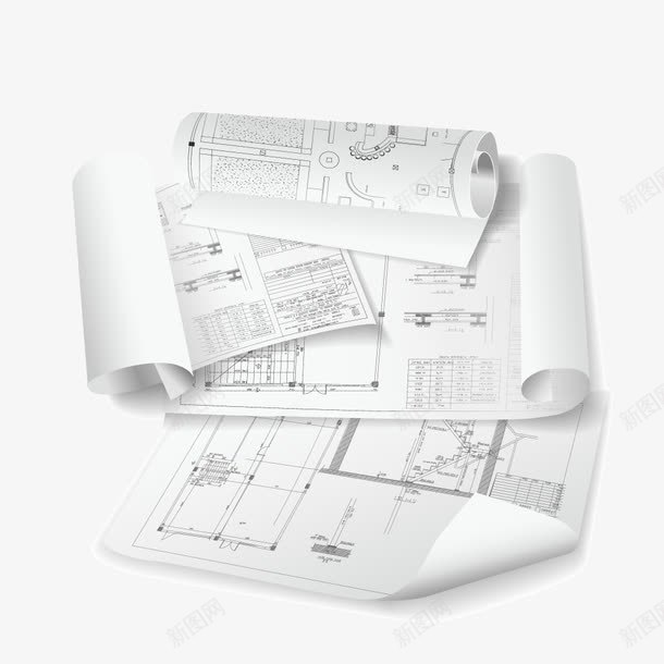 白色纸卷工程图纸png免抠素材_新图网 https://ixintu.com 图纸 工程 白色 纸卷