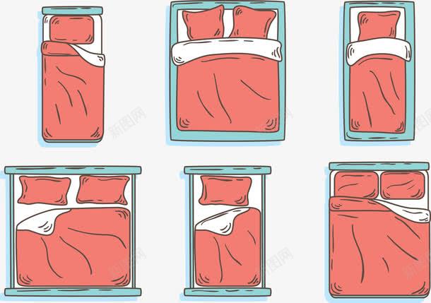 红色床上用品png免抠素材_新图网 https://ixintu.com 床上用品 床单被罩 床头柜 枕头 红色 颜色