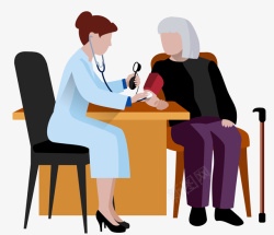 卡通血压测量计医疗卡通量血压医生与病人高清图片