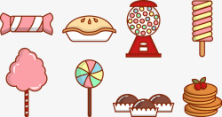 雪糕棒棒糖甜品食物集合矢量图高清图片