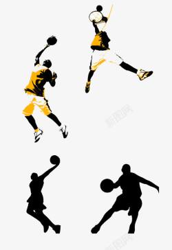 篮球队球服黄色篮球员高清图片