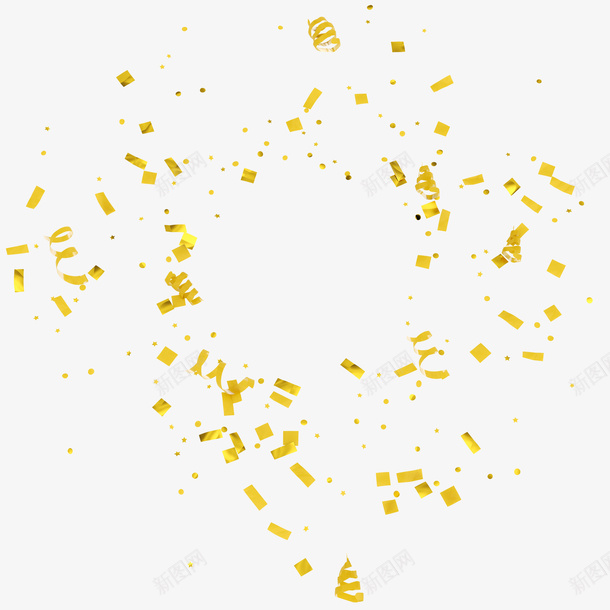 金色碎片png免抠素材_新图网 https://ixintu.com 丝带 碎片 装饰图 装饰画 金色丝带