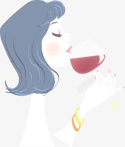 葡萄卡通人物图片喝红酒的女性高清图片