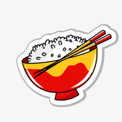 吃米饭卡通米饭食物贴纸矢量图高清图片
