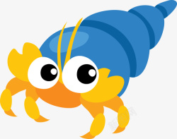 橙色螺壳世界海洋日卡通寄居蟹高清图片