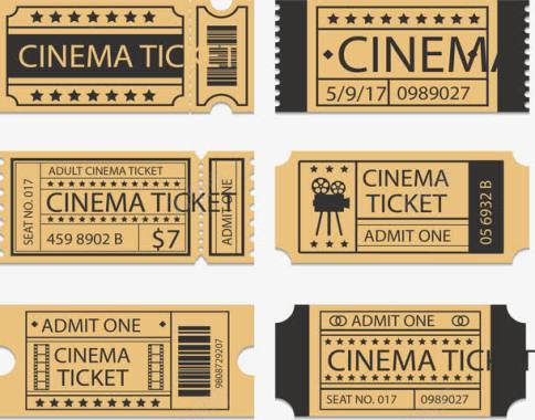 复古老式电影票图标图标