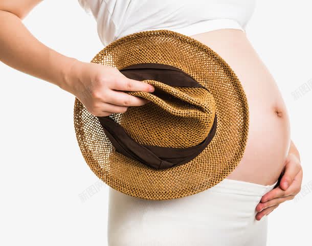孕妇写真照片png免抠素材_新图网 https://ixintu.com 孕妇 拍摄 腹部 草帽