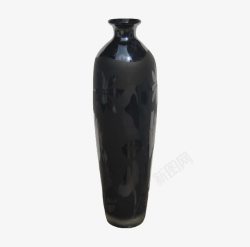 古瓷黑色小颈瓷瓶高清图片