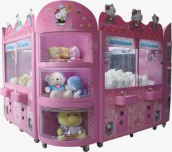粉色游戏机女孩毛绒玩具娃娃机高清图片