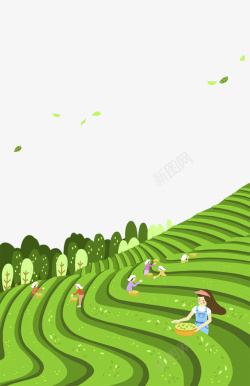 绿色装饰插画农田梯田与树林素材
