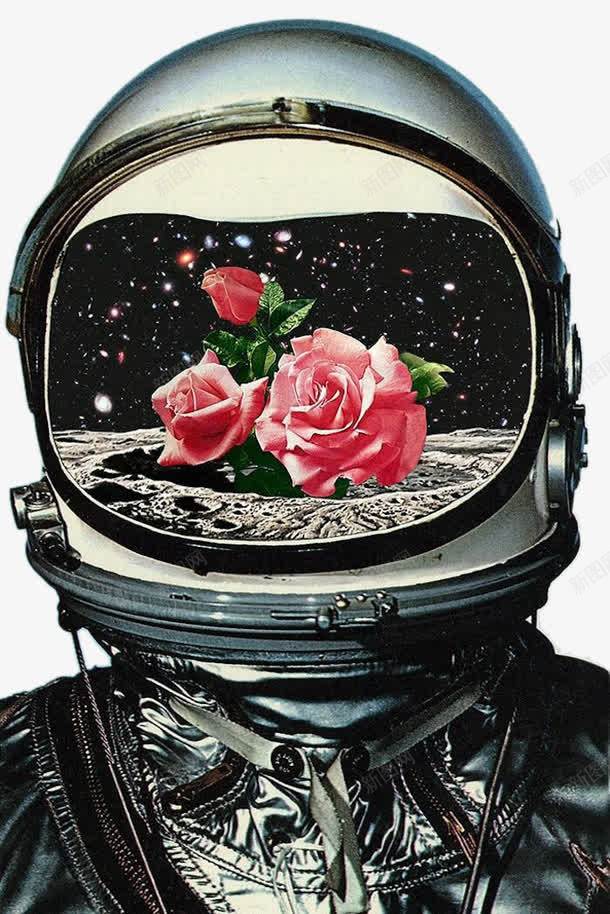 宇航员月球上的玫瑰png免抠素材_新图网 https://ixintu.com 太空 宇航员 玫瑰 装饰图案