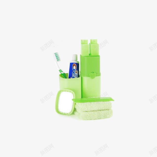 意可可牙膏牙刷收纳盒旅行便携式png免抠素材_新图网 https://ixintu.com 产品实物 洗漱套装 牙刷架 牙筒牙具盒 绿色