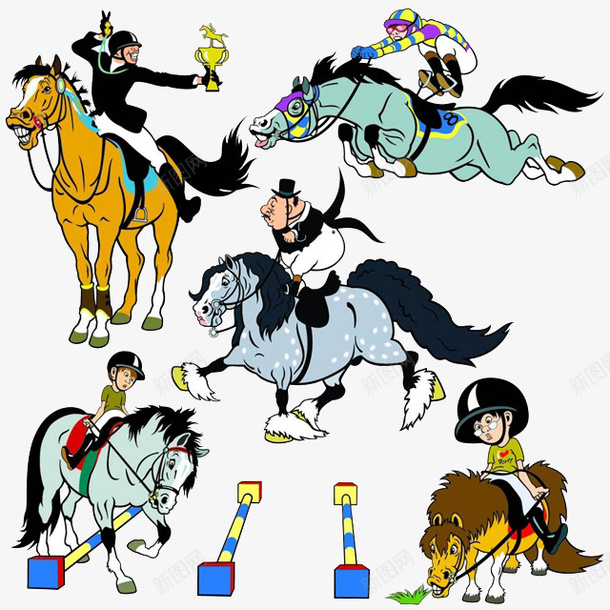 手绘马术比赛的瞬间的简笔画psd免抠素材_新图网 https://ixintu.com 动物 卡通手绘 奔跑的马 牵马 运动 马术比赛 骑马