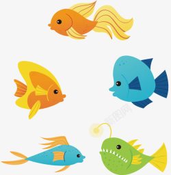热带生物卡通鱼高清图片