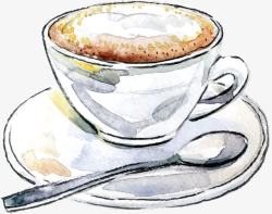 奶泡咖啡机手绘咖啡杯高清图片