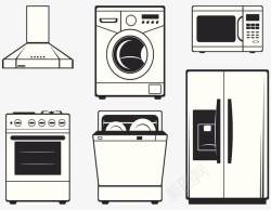 洗衣线黑白线稿厨卫电器高清图片