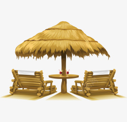 茅草伞沙滩茅草伞和沙滩椅高清图片