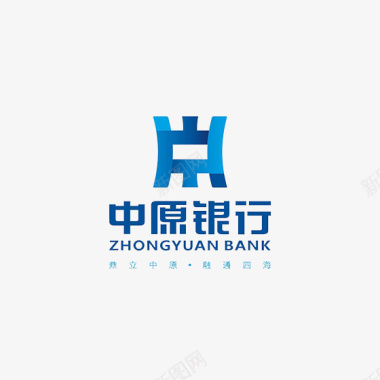 蓝色中原银行logo标志图标图标