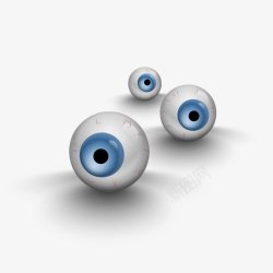 三个蓝色眼球的卡通眼睛素材